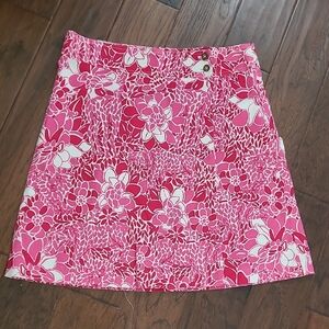 Lilly Pulitzer <White Label> Pink Floral Thin Corduroy Wrap Skirt size 12